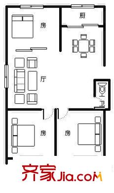 中利花園 3室 戶(hù)型圖