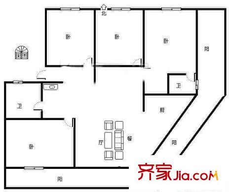 新南方花園 4室 戶型圖