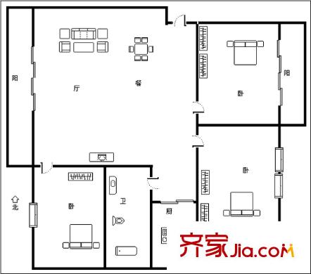 世紀(jì)金輝1期 3室 戶型圖