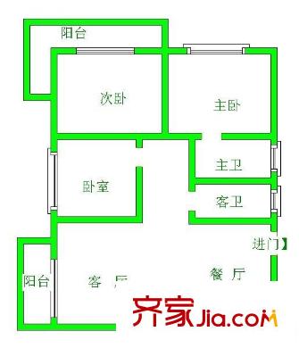 世紀(jì)豪門(mén) 3室 戶型圖