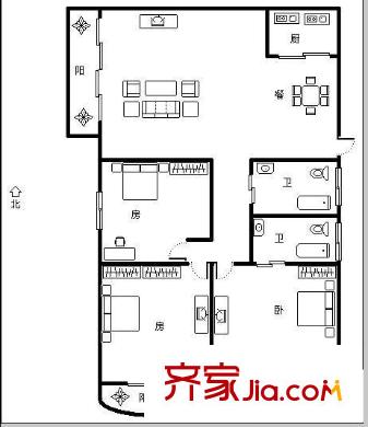 世紀(jì)豪門(mén) 3室 戶型圖