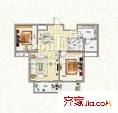 東方新天地A3戶型 2室2廳1衛(wèi)1廚