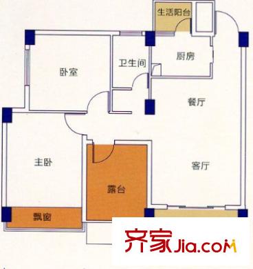 城市印象戶型圖2室2廳 戶型圖 2室2廳1衛(wèi)1廚
