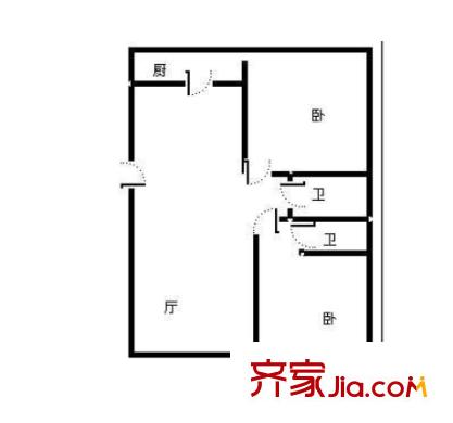 城市印象戶型圖2室1廳 戶型圖 2室1廳2衛(wèi)1廚