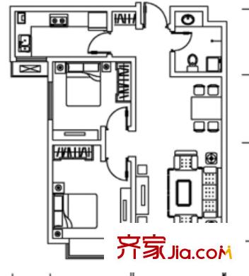 城市印象戶型圖2室2廳 戶型圖 2室2廳1衛(wèi)1廚