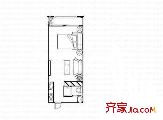 三山大廈 1室 戶型圖