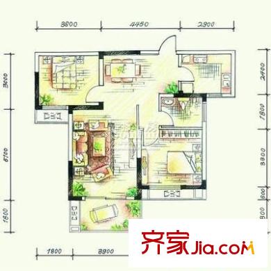 白玫瑰小區(qū) 2室 戶型圖