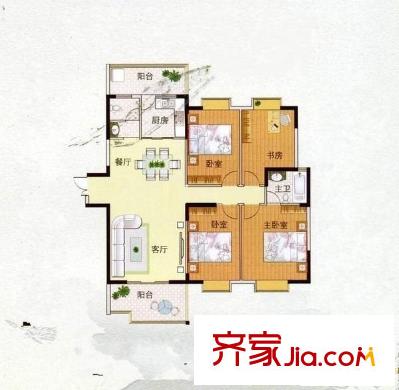 閩冶花園 4室 戶型圖