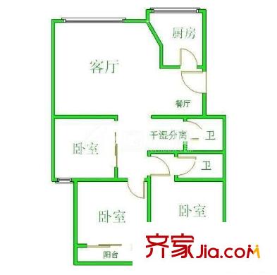 匯福花園 3室 戶型圖