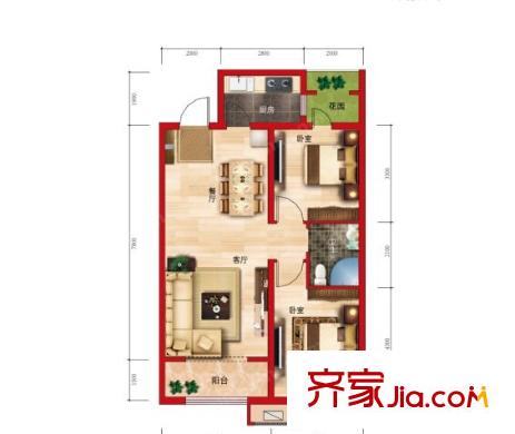 首義名居戶(hù)型圖2室2廳 2室2廳