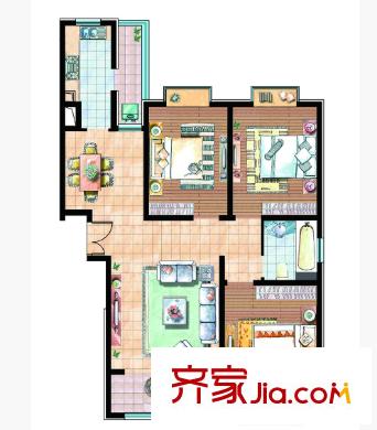 同城富苑戶型圖3室2廳 3室2廳