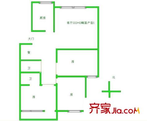 國(guó)稅宿舍 3室 戶型圖
