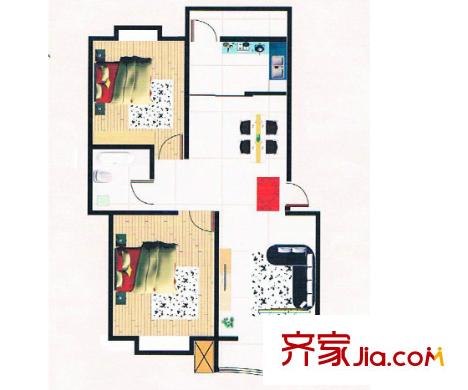 花西公寓戶型圖2室2廳 2室2廳
