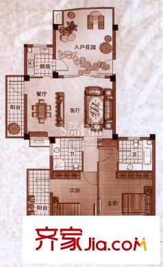 香樟林城市花園二期戶型圖A#A戶型 2室2廳2衛(wèi)1廚