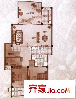 香樟林城市花園二期戶型圖B#B戶型復(fù)式下層 4室2廳2衛(wèi)1廚