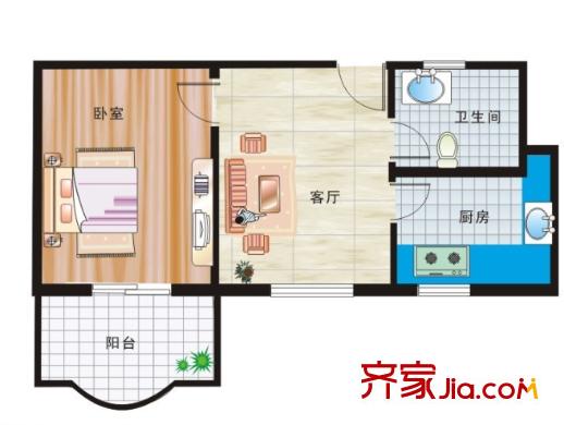 吉慶街社區(qū)戶型圖1室2廳 戶型圖 1室2廳