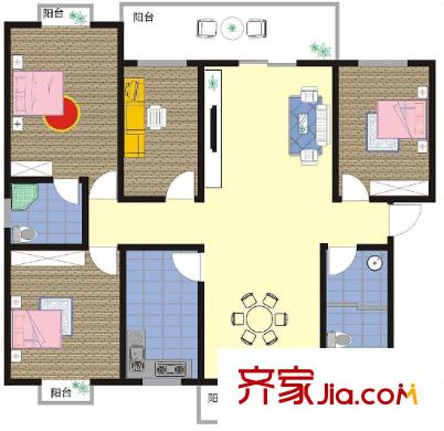 吉慶街社區(qū)戶型圖4室2廳 戶型圖 4室2廳