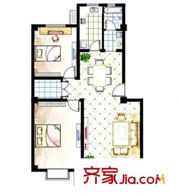 吉慶街社區(qū)戶(hù)型圖2室2廳 戶(hù)型圖 2室2廳