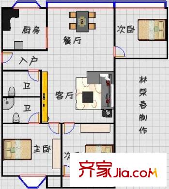 東光花園 3室 戶型圖