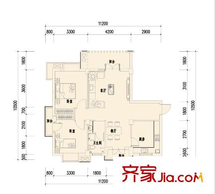 楚邦漢界戶型圖A5戶型 2室2廳1衛(wèi)