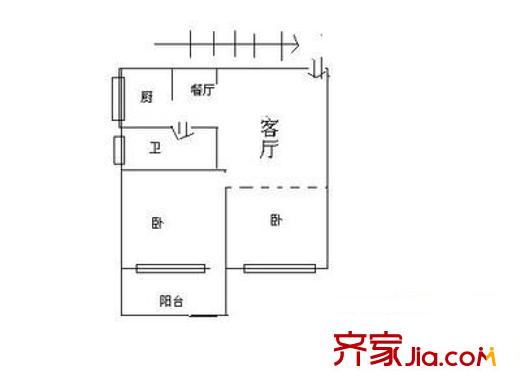 洋下新村 2室 戶型圖