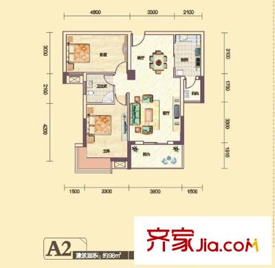鴻江花畔里戶型圖花畔里 戶型圖 2室2廳1衛(wèi)1廚