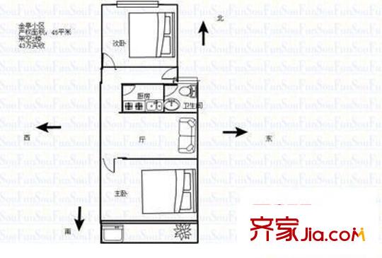 金亭小區(qū) 1室 戶(hù)型圖