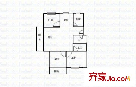 金亭小區(qū) 3室 戶型圖