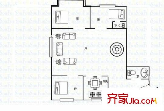 逸園新村 3室 戶型圖