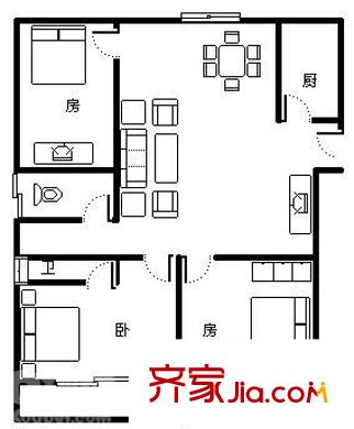 怡豐花園 3室 戶型圖