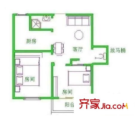 怡豐花園 3室 戶型圖