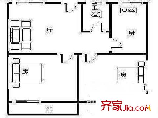 三叉街新村 2室 戶型圖