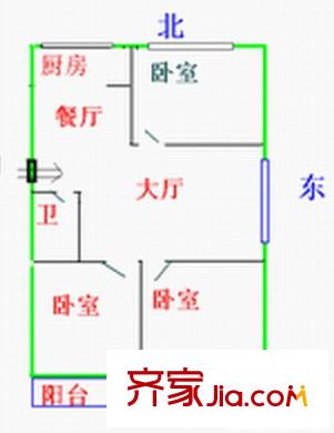 陸莊花園 3室 戶型圖