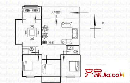 麗景東方 3室 戶型圖