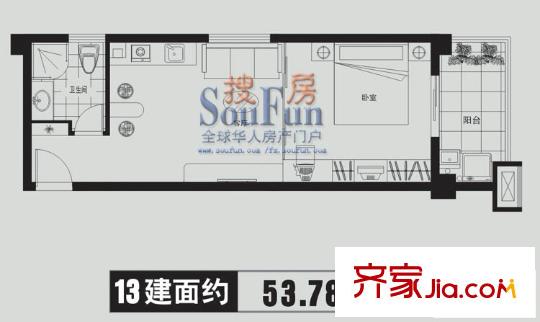 金潤財富中心戶型圖1室1廳1衛(wèi)1廚