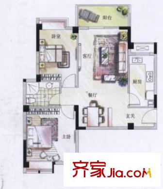 華京花園 3室 戶型圖