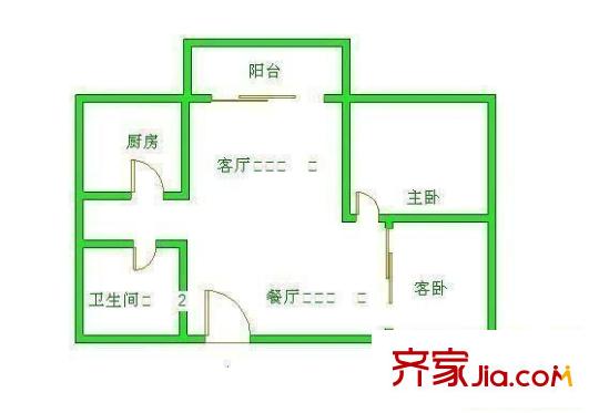 紅江小區(qū) 2室 戶型圖