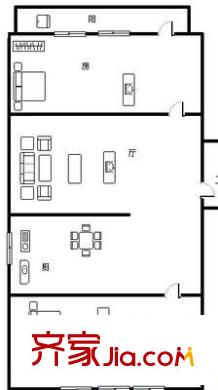 橫錦巷新村 2室 戶型圖
