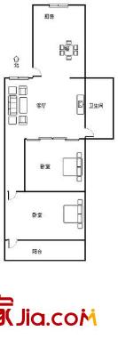 橫錦巷新村 2室 戶型圖