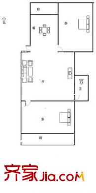橫錦巷新村 2室 戶型圖