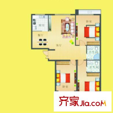 波光霞影戶型圖3室2廳 3室2廳