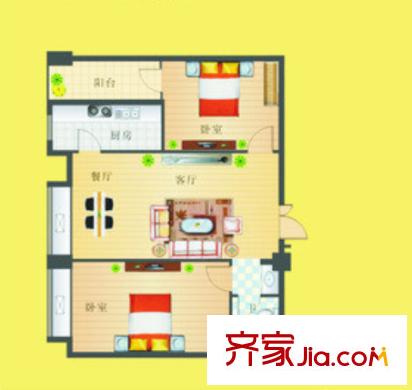 波光霞影戶型圖2室2廳 2室2廳
