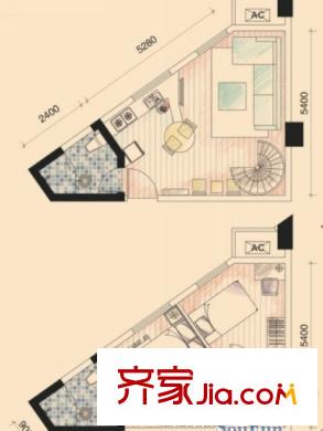 中民長(zhǎng)青里戶型圖2#樓E戶型 2室2廳2衛(wèi)1廚