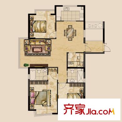 永興酈江戶型圖1號(hào)樓03御江苑 3室2廳2衛(wèi)1廚