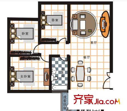 中民長(zhǎng)青里戶型圖3室2廳 戶型圖 3室2廳1衛(wèi)1廚