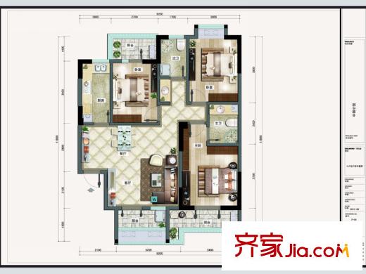 中御公館5-E4戶型 3室2廳2衛(wèi)1廚