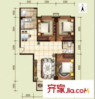 水墨蘭軒戶型圖3室2廳 3室2廳