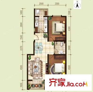 水墨蘭軒戶型圖2室2廳 2室2廳