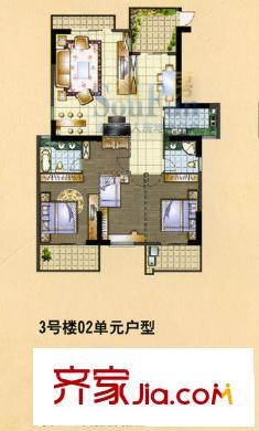 遠(yuǎn)景豪廷戶型圖3室2廳2衛(wèi)