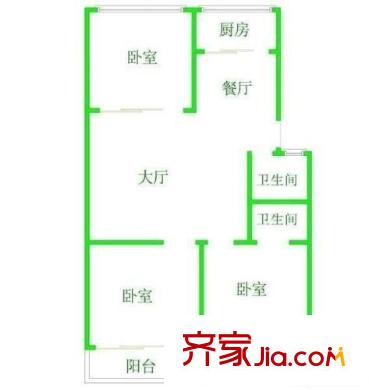 天誠花園 3室 戶型圖